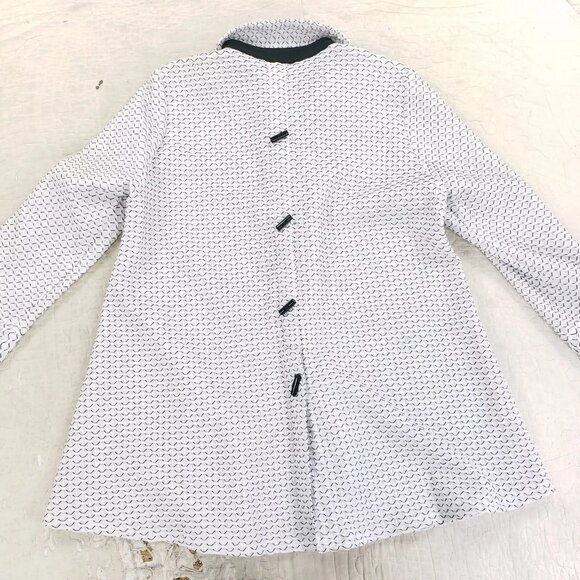 IC By Connie K Toggle Button Up Long Sleeve Shirt Womens Size Medium White Black - Picture 3 of 9